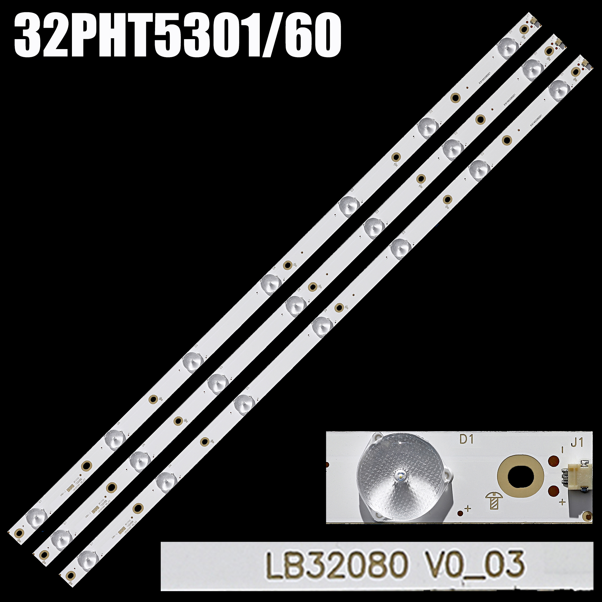 Bande de rétro-éclairage LED pour 32LJ500 32LH500D GJ-2K16 GEMINI-315 32PFS6401 KDL-32R330D 32PHS5301 32PFS5501 LB32080 V0 01P26