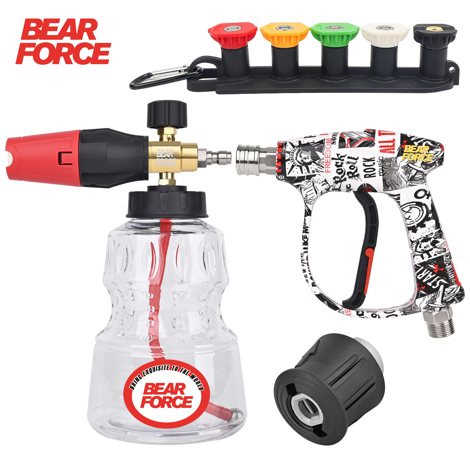 ชุดปืนฉีดน้ำแรงดันสูง BEAR FORCE แบบสั้น พร้อมหัวฉีดโฟม ใช้ได้กับเครื่องฉีดน้ำแรงดันสูง Karcher Nilfisk Bosch Lavor Daewoo