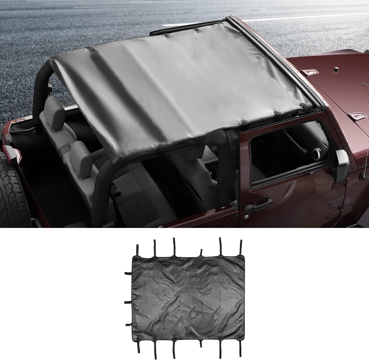 Cubierta Superior Tipo Bikini Compatible con Jeep Wrangler JK 2007-2018 de 2 Puertas, Parasol Suave con Bloqueador UV