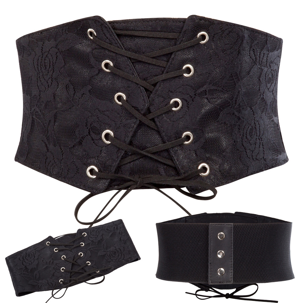 GK – ceinture élastique rétro en Faux cuir pour femmes, cintrée extensible, Vintage, Corset pour dames