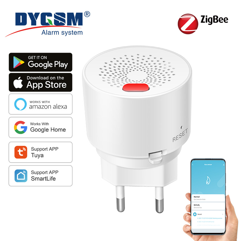 스마트 가스 모니터링, 실시간 감지, 집 보호, Tuya Zigbee 가스 감지기, Alexa 및 Google 홈과 호환 가능.