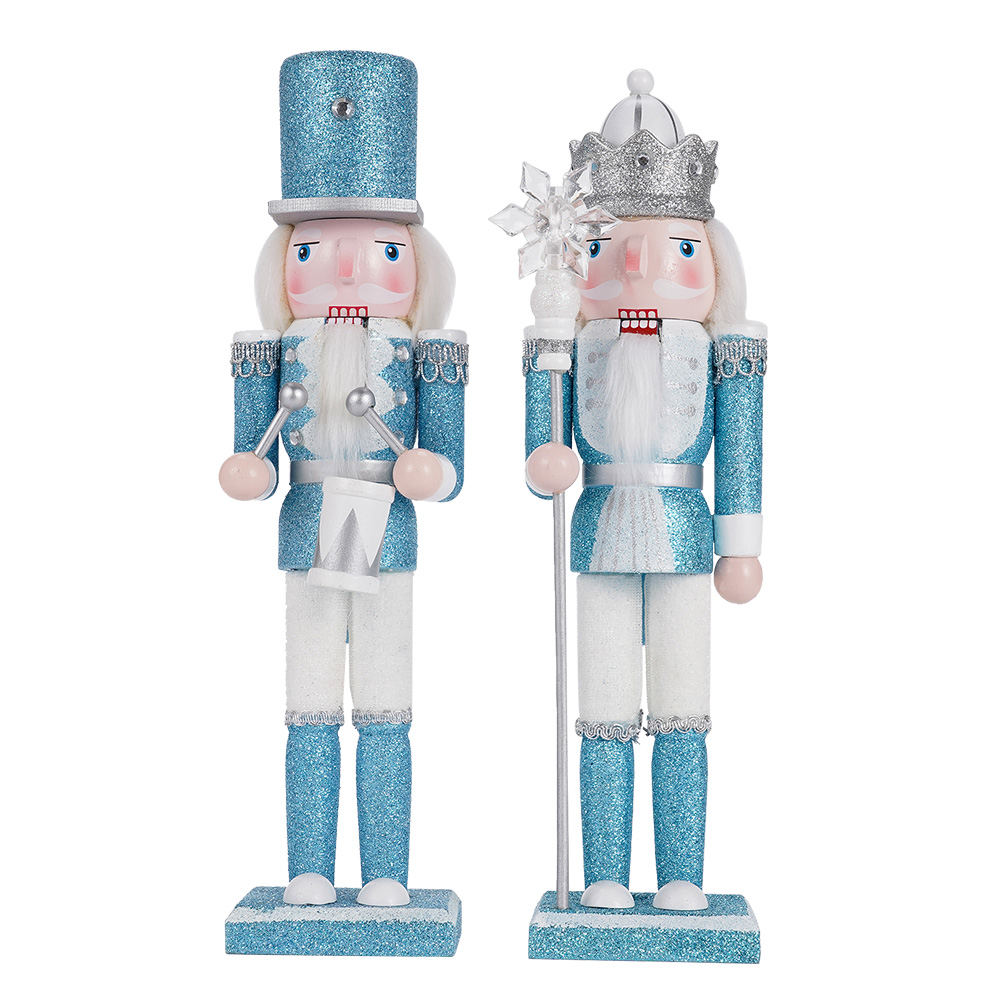 30 cm Weihnachtsgeschenk Nussknacker Holzsoldat Kunsthandwerk Blaue Puppe Puppe Kreatives Festival Geschenk Ornament Heimdekorationen