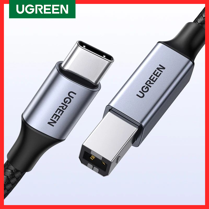 Кабель USB-C/USB 2.0 B Ugreen, плетеная оплетка, для принтера, сканера Epson, MacBook Pro, HP, Canon, Brother, Samsung