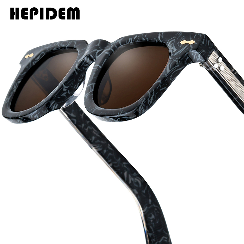 Occhiali da Sole Polarizzati HEPIDEM in Acetato, Design Giapponese Fatto a Mano, Oversize Quadrati per Uomo e Donna