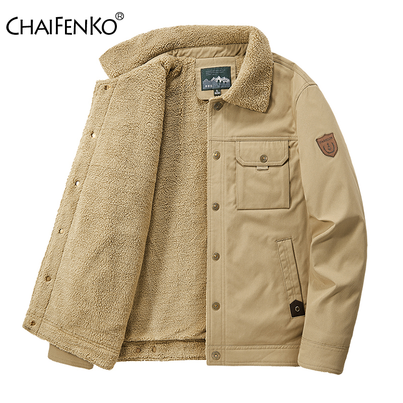 Hommes 2025 hiver nouvelle polaire épais chaud veste hommes mode décontracté coupe-vent manteau hommes automne vêtements d'extérieur en plein air col de fourrure veste hommes