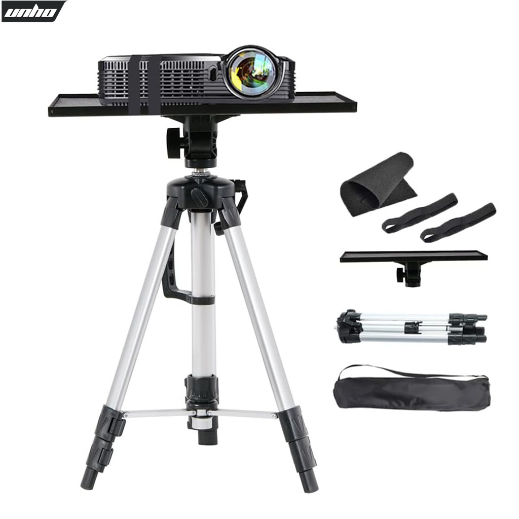 Trépied Vidéorojecteur en Aluminium, Support Projecteur Hauteur Réglable 53-138cm Table pour Videoprojecteur avec Plateau et Sac de Transport Idéal pour Studio Scène Réunion