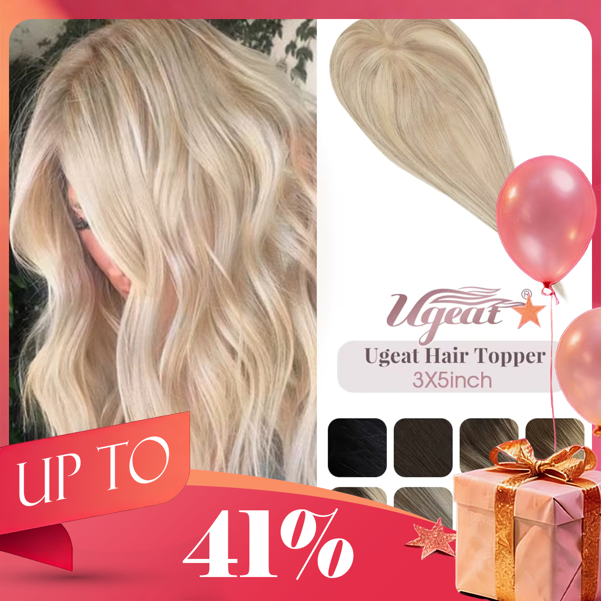 Ugeat Hair Topper dla kobiet naturalne ludzkie doczepy z włosów blond Mono baza 12x6 cm kobiety peruka niewidoczna wolna część włosów toppery