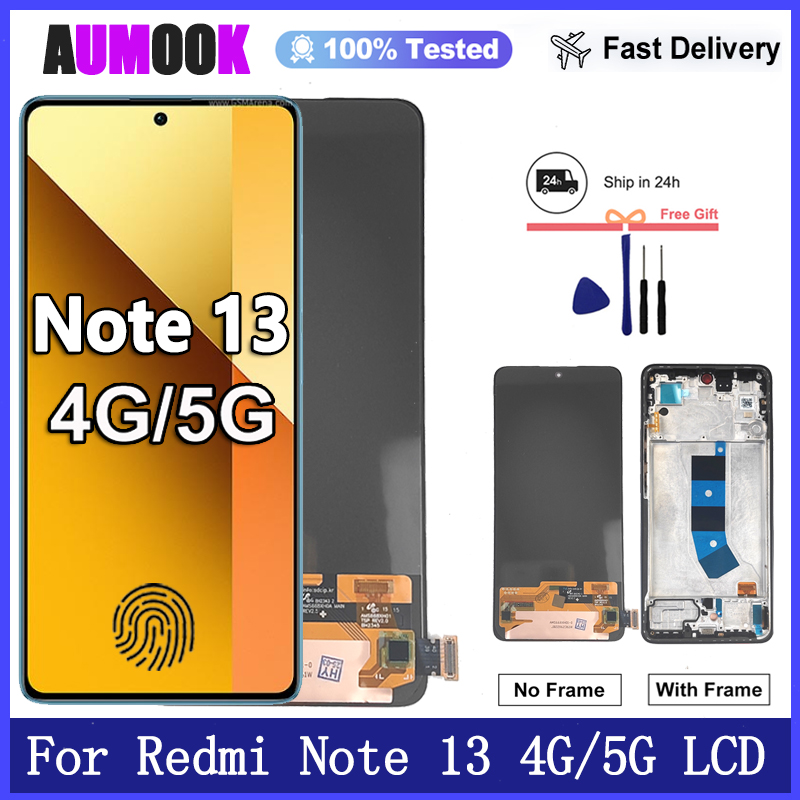 Nueva pantalla AMOLED para Xiaomi Redmi Note 13 pantalla LCD Digitalizador de pantalla táctil para Redmi Note 13 4G/5G reemplazo de la pantalla LCD
