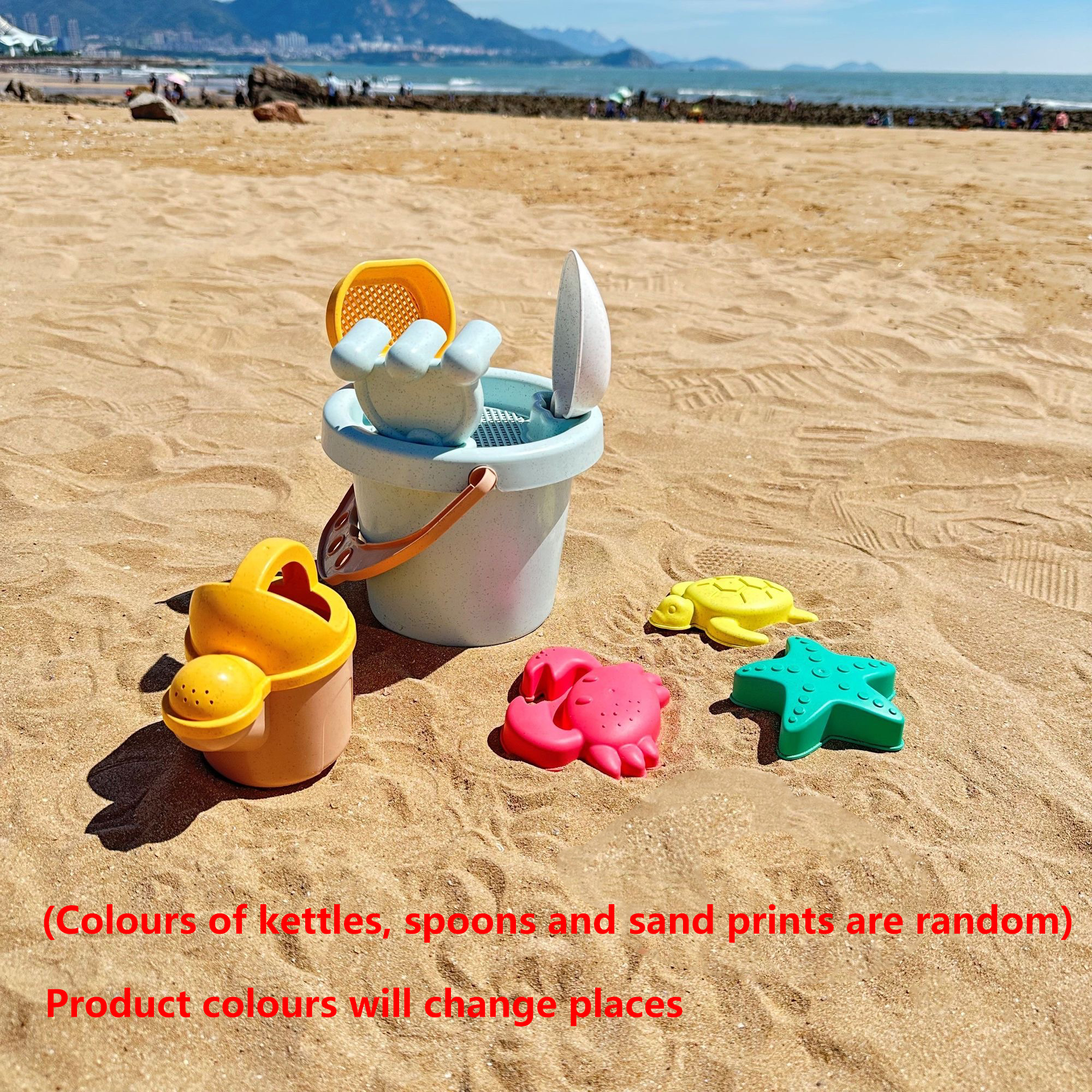 Juego de 9 Piezas de Juguetes de Playa, Cubo de Arena Resistente con Pala, Material Reforzado, Set de Juego para Exteriores, Castillo de Arena, Regalo de Cumpleaños