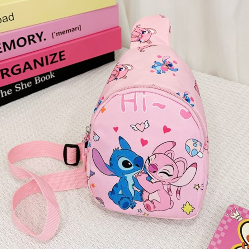 Bolso de pecho Stitch & Angel, bolso cruzado de anime de dibujos animados, bolso de hombro informal de moda con monedero para viajes diarios