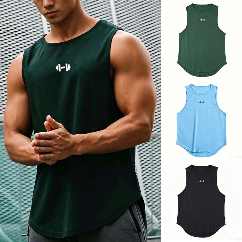 Zomer heren gym tanktop fitness trainingskleding sneldrogend los bodybuilding mouwloos shirt herenmode basketbalvest