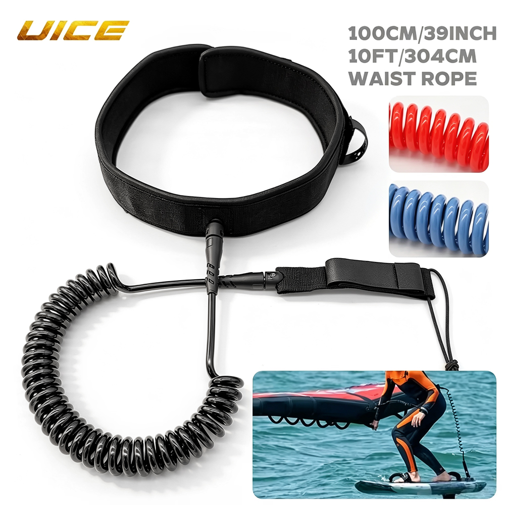 Tali Pengikat Papan Selancar UICE SUP Board Leash Wingfoil 10FT, Tali Pinggang Papan Selancar, Tali Pengikat Hydrofoil Elektrik, Tali Pinggang Jetsurf, Aksesoris Selancar