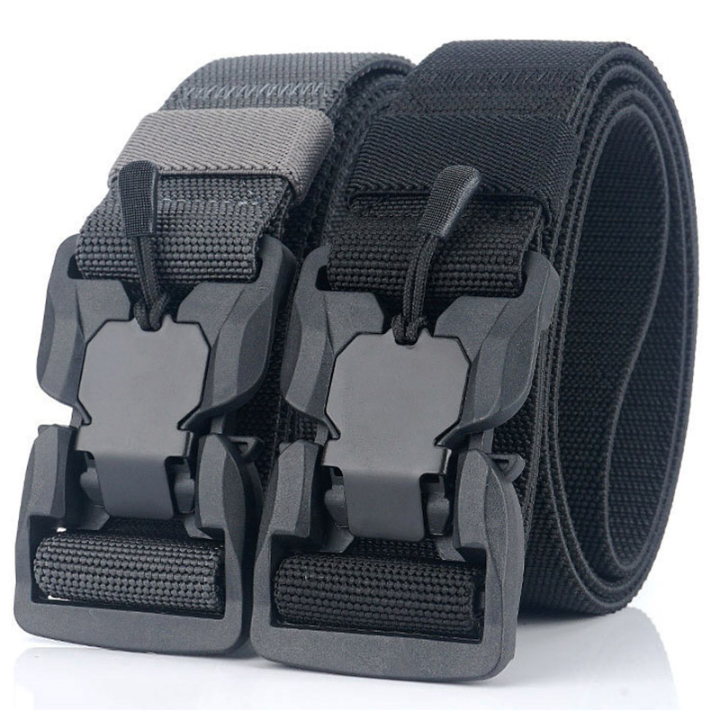 Nieuwe herenriem Outdoor jacht Zwart Militaire tactische snelsluiting Magnetische gesp Multifunctionele canvas Nylon heupriemen Riem