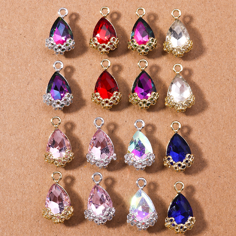 10pcs eleganti ciondoli in cristallo Shinning Waterdrop per gioielli che fanno le donne orecchini pendenti pendenti collane artigianato fai da te fornitura