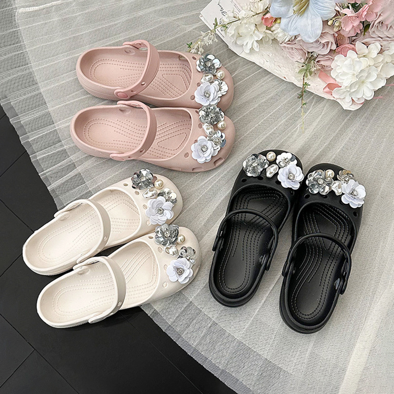 Original Flower Clogs Designer Slippers Women Summer Ballet Shoes Corc Charms Decorations DIY Accessories Sandals Girls Non-Slip