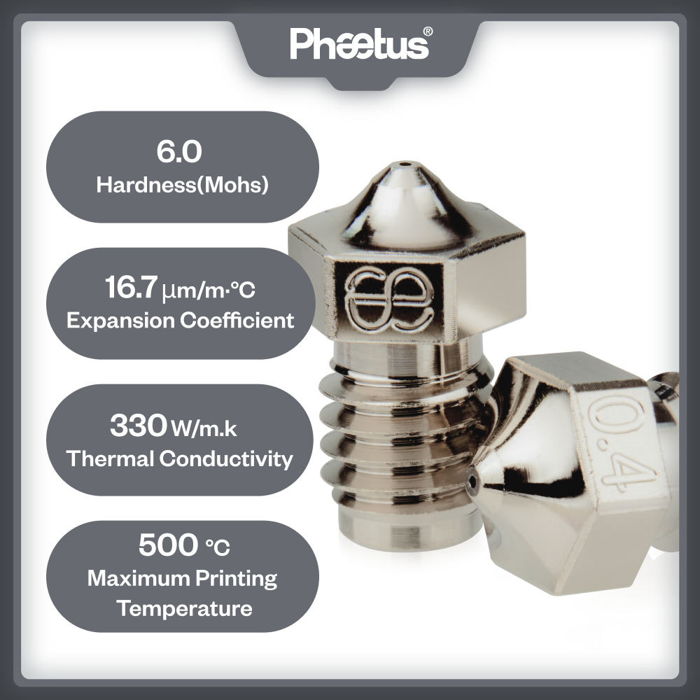 Phaetus E3D V6 ชุบทองแดงหัวฉีด 1.75MM Filament สําหรับ Voron 3D เครื่องพิมพ์ V6 Hotend Dragon Hotend Rapido Hotend BMO BMS Dragonfly