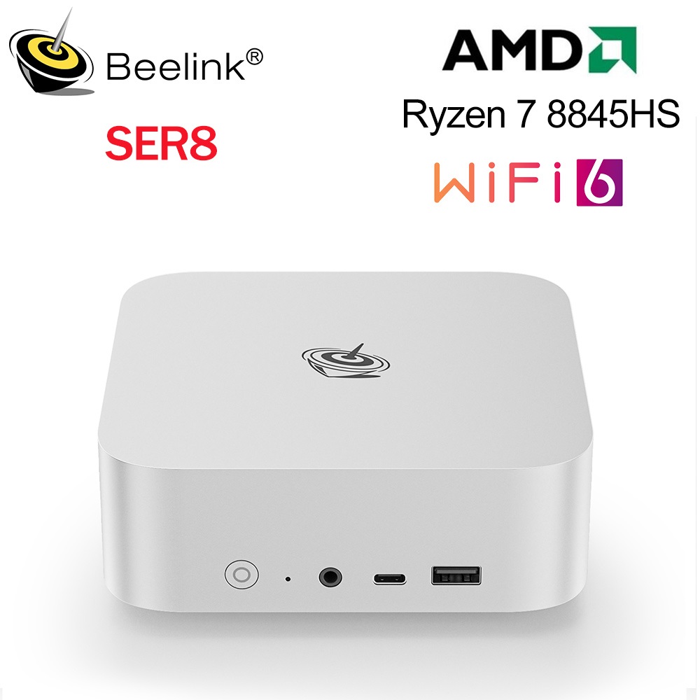 Mini PC Beelink SER8 R7 8745HS 8845HS SER5 Max R7 AMD 7735HS R5 5500U R3 3200U, 16 GB de RAM, 500 GB SSD, Windows 11, Computadora de Escritorio para Juegos