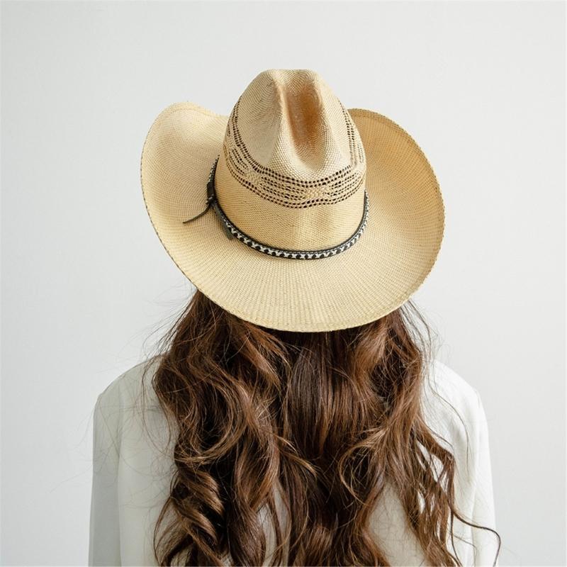 39BD Biała czapka dżinsowa Western Panama Oddychający i wygodny modny dodatek unisex do aktywności na świeżym powietrzu
