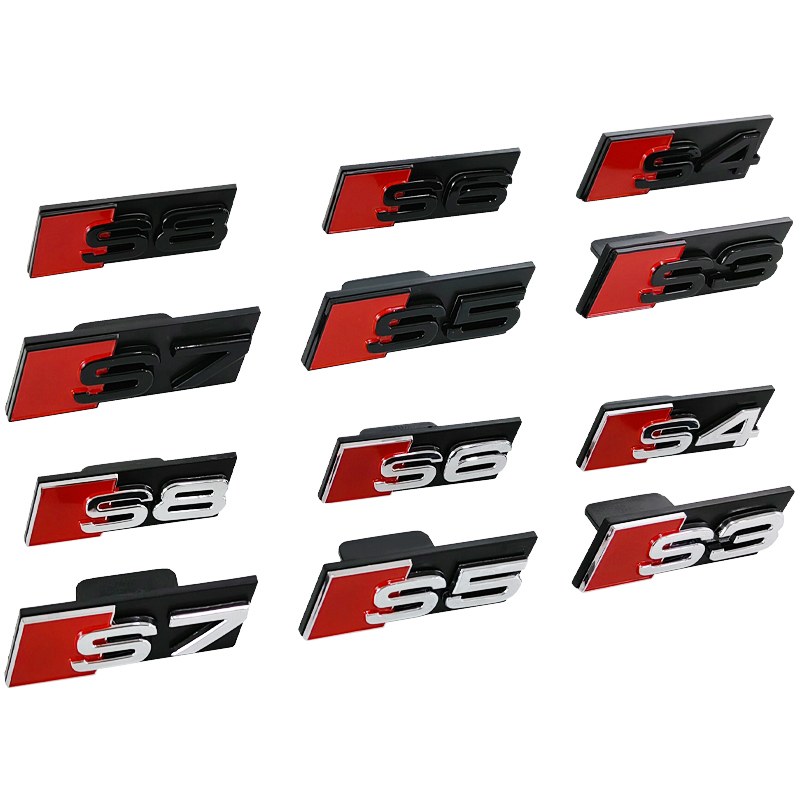 Logotipo 3D ABS cromado negro S3 S4 S5 S6 S7 S8 emblema de parrilla pegatina insignia de rejilla delantera de coche para Audi S3 S4 S5 S6 S7 S8 accesorios