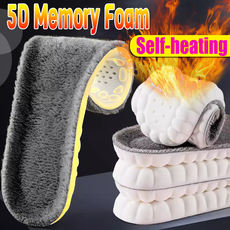 발에 대 한 2pcs 자체 가열 열 Insoles 남성 여성을위한 겨울 따뜻한 양모 열 메모리 폼 스포츠 신발 자체 가열 신발 패드
