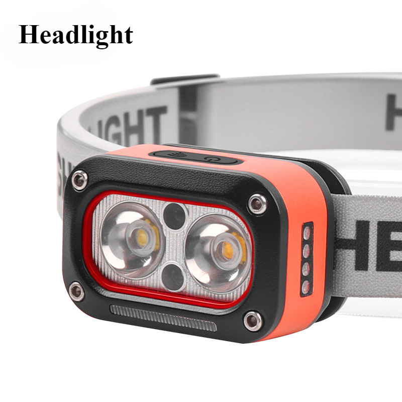 ABS Plastic Zwart 700mAh 2 * XTE Drie Lichtbron Koplamp USB Opladen Outdoor Night Run LED Verlichting Hoofdlampen Koplampen