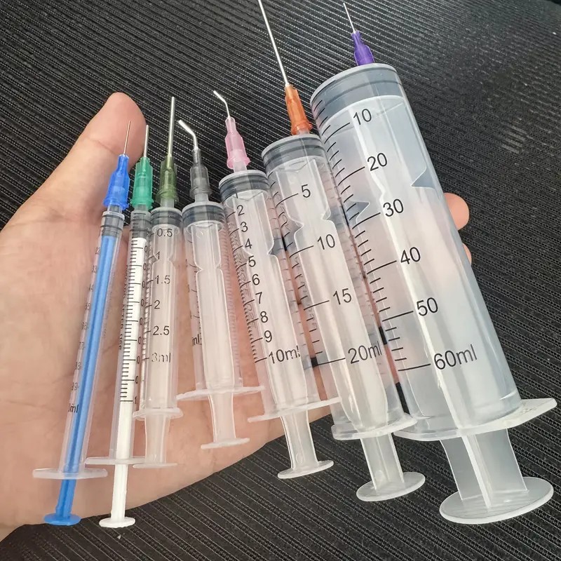 14-teiliges Spritzen-Set mit stumpfen Nadeln, verschiedene Größen: 1 ml, 3 ml, 5 ml, 10 ml, 20 ml, 60 ml, Kunststoff, zum Nachfüllen, Messen, für wissenschaftliche Zwecke