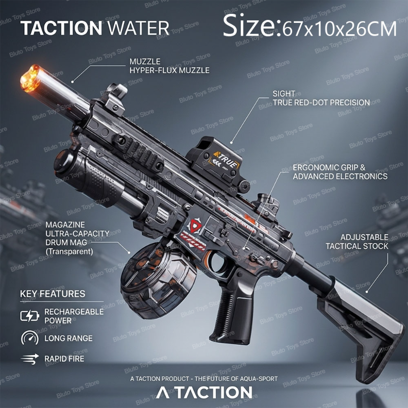 Elektrisch waterpistool Automatische langeafstands hogedruk speelgoedblaster met trommelmagazijn voor kinderen, volwassenen, zomerzwembadfeest