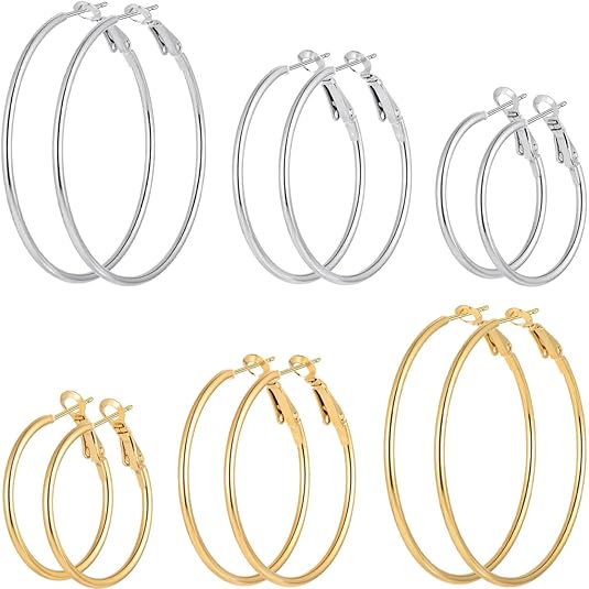 6 Paare/satz Glatte Offene Frauen Männer Creolen Edelstahl Ohren Schmuck Zubehör, Geburtstag Geschenke. Partygeschenke
