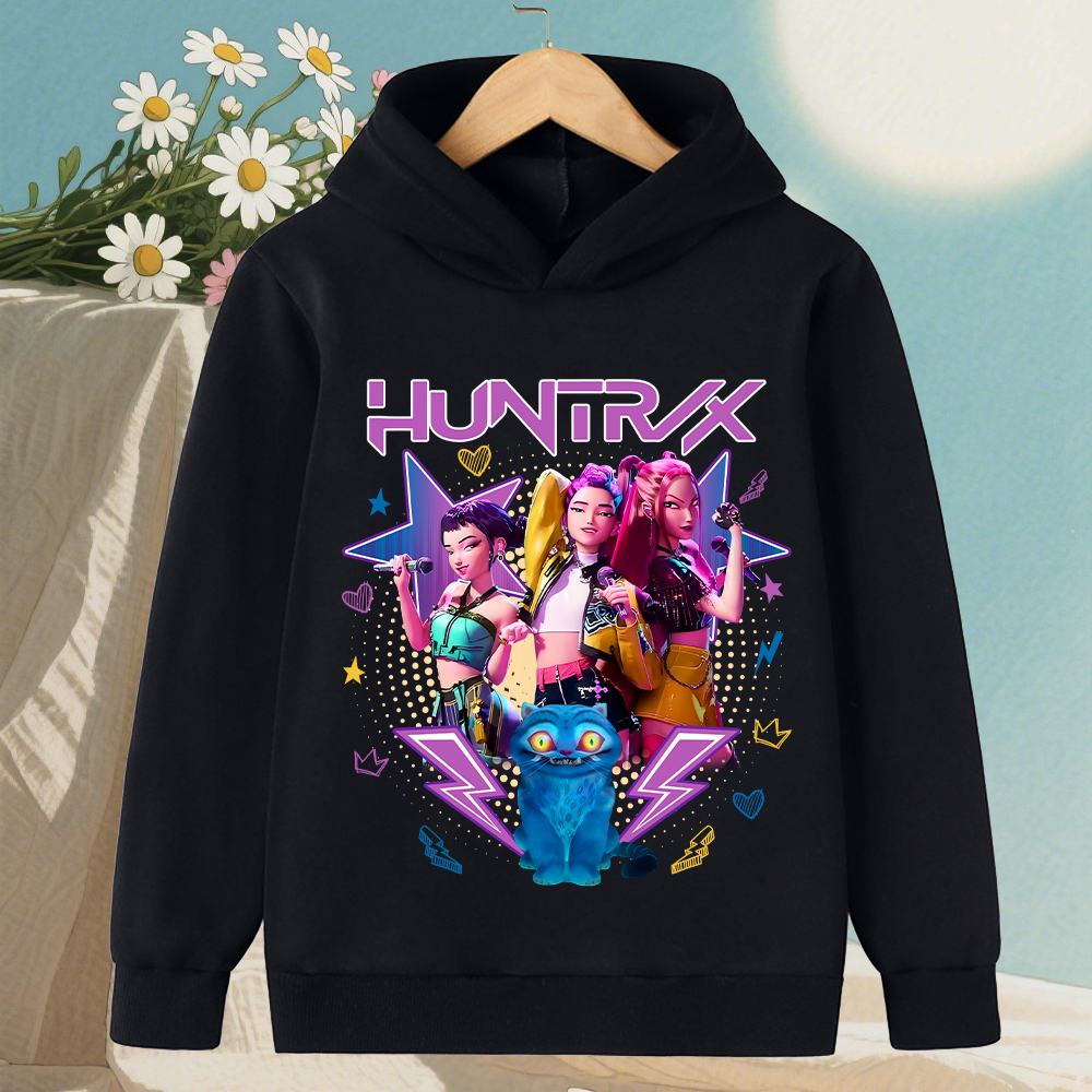 Kpop diabo caçador onda coreana roupas para meninas meninos moletons quentes crianças na moda e casual outono e inverno suéteres