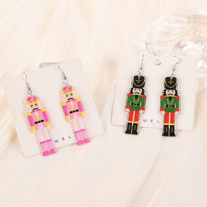 1Pair Christmas Drop Earring Acrylic King Fashion Jewelry For Woman Girl Holiday Birthday Gift