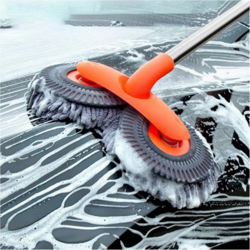 Extendable Handle Curved Rod Car Wash Mop Soft Bristles Angled Head Specialized Automotive Cleaning Tool for Detailing
