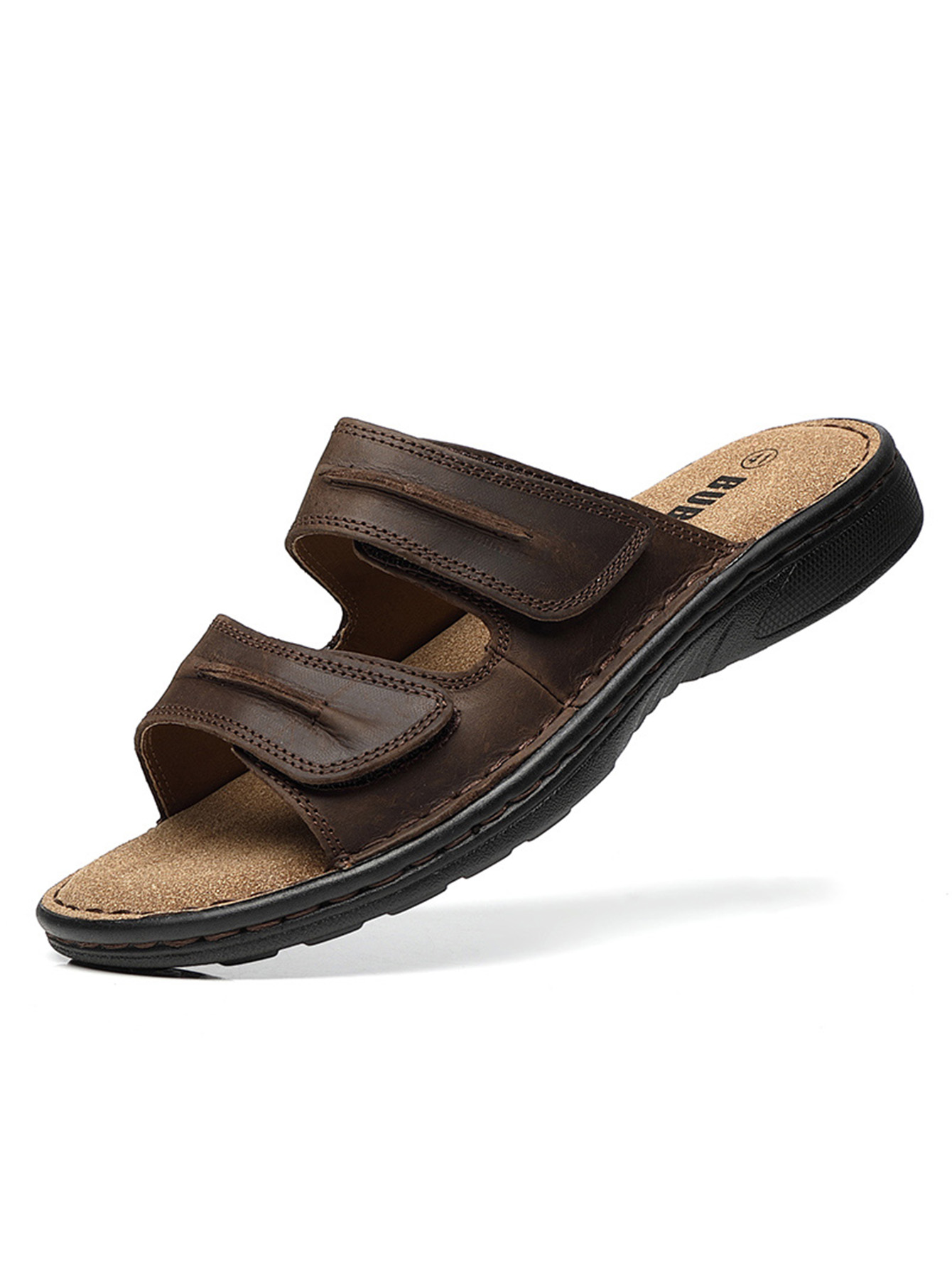 Herren-Sportsandalen aus erstklassigem Rindsleder, rutschfeste Outdoor-Sandalen mit offener Zehenpartie, lässige Herrenschuhe, modische Outdoor-Strandschuhe, leicht und bequem, können von Männern und Frauen getragen werden, geeignet für Outdoor-Wanderunge