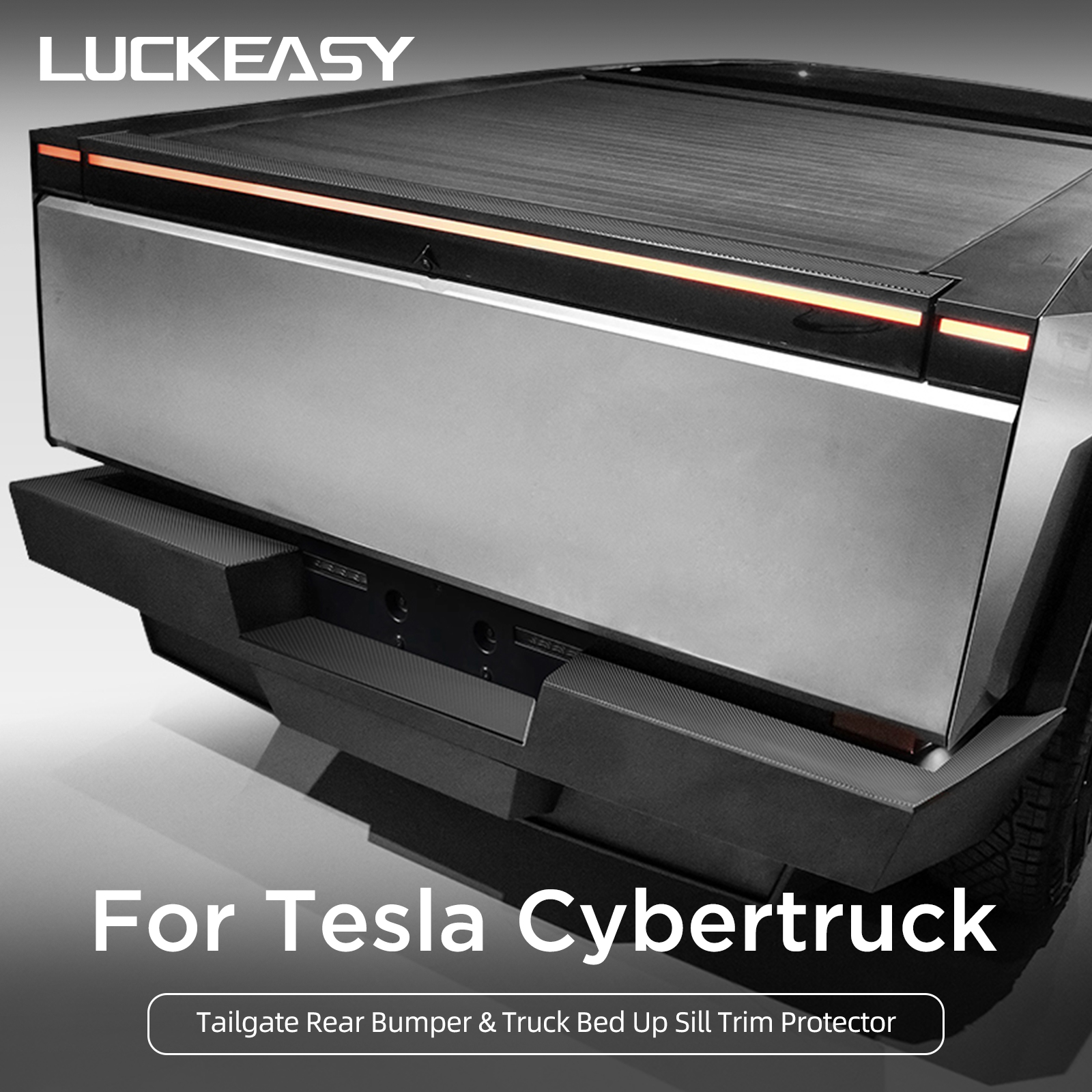 LUCKEASY For Tesla Cybertruck 2024 2025 Rear Bumper Tailgate Protection Mat Trunk Cover Anti-dirty Pad Trim Car Accessories