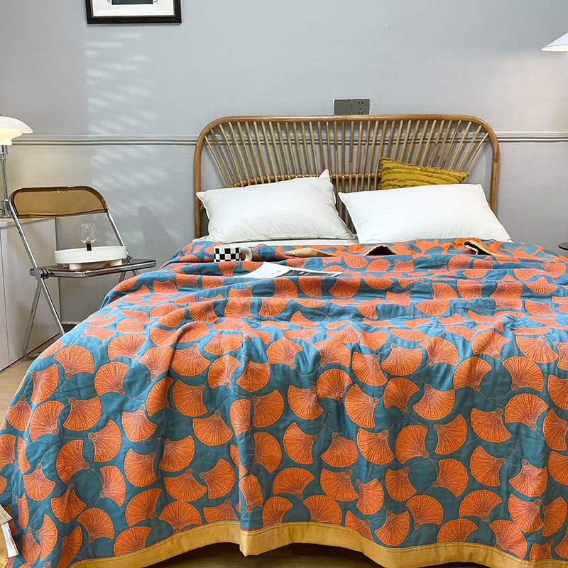 100% katoen jacquard drielaags gaasdeken zachte huidvriendelijke sprei, lichtgewicht dutje gooien voor thuis, reizen, kantoor