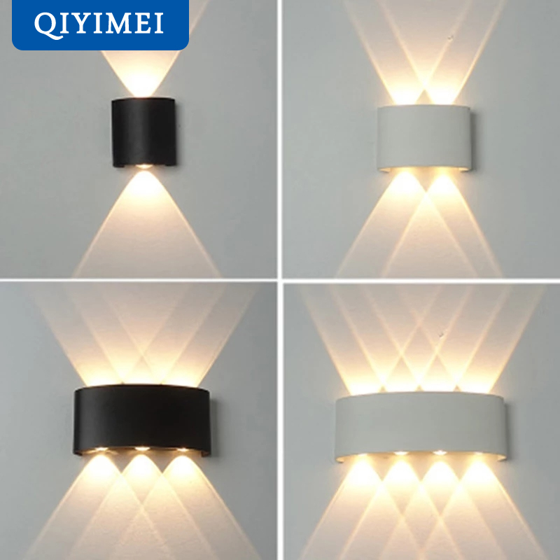 Lámparas de pared de aluminio, accesorio de iluminación para mesita de noche, sala de estar, AC85-260V, iluminación cálida o fresca, blanco y negro