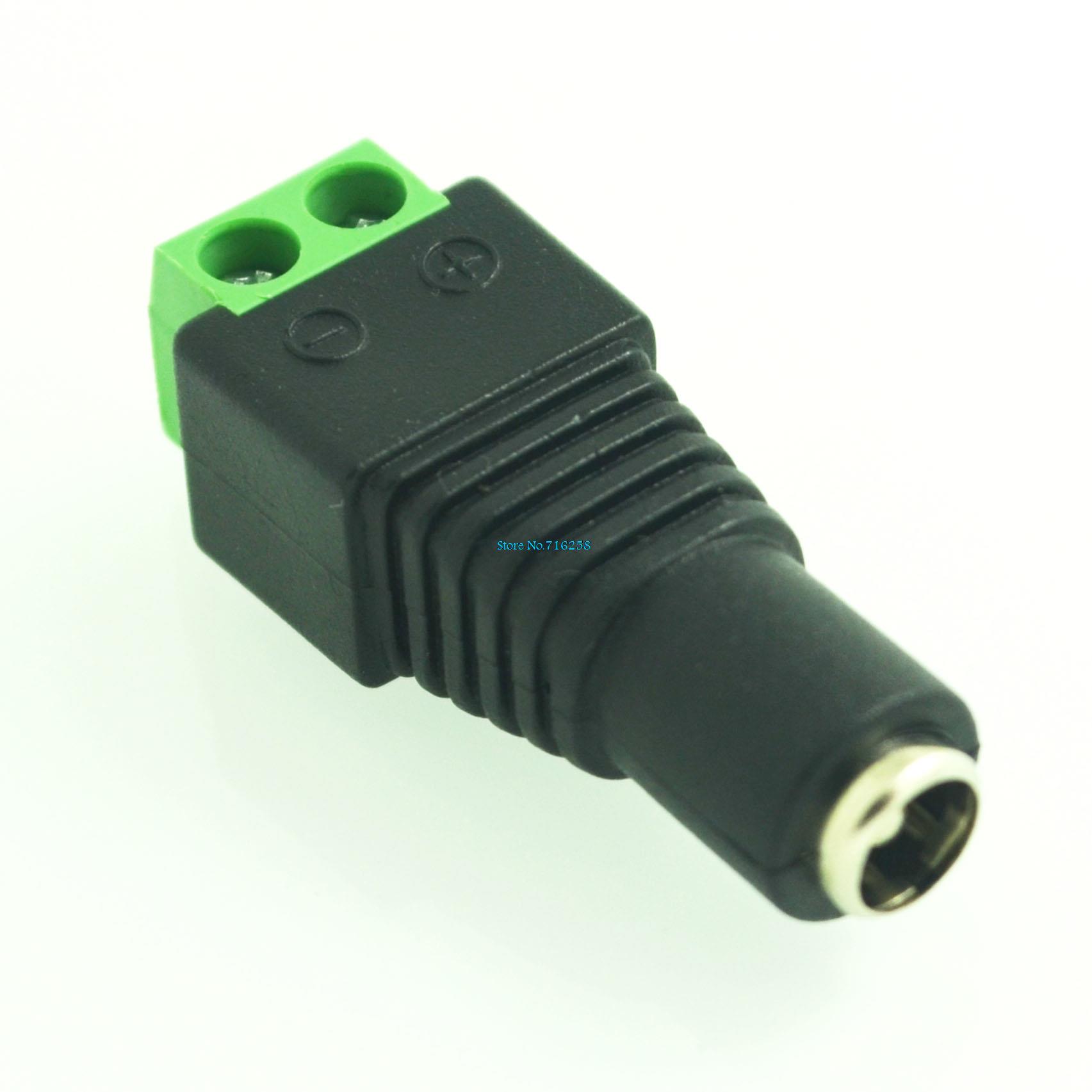 Adaptador de enchufe hembra de CC, conector para CCTV, luz LED de un solo color, 10 piezas, 12V, 2,1x5,5mm