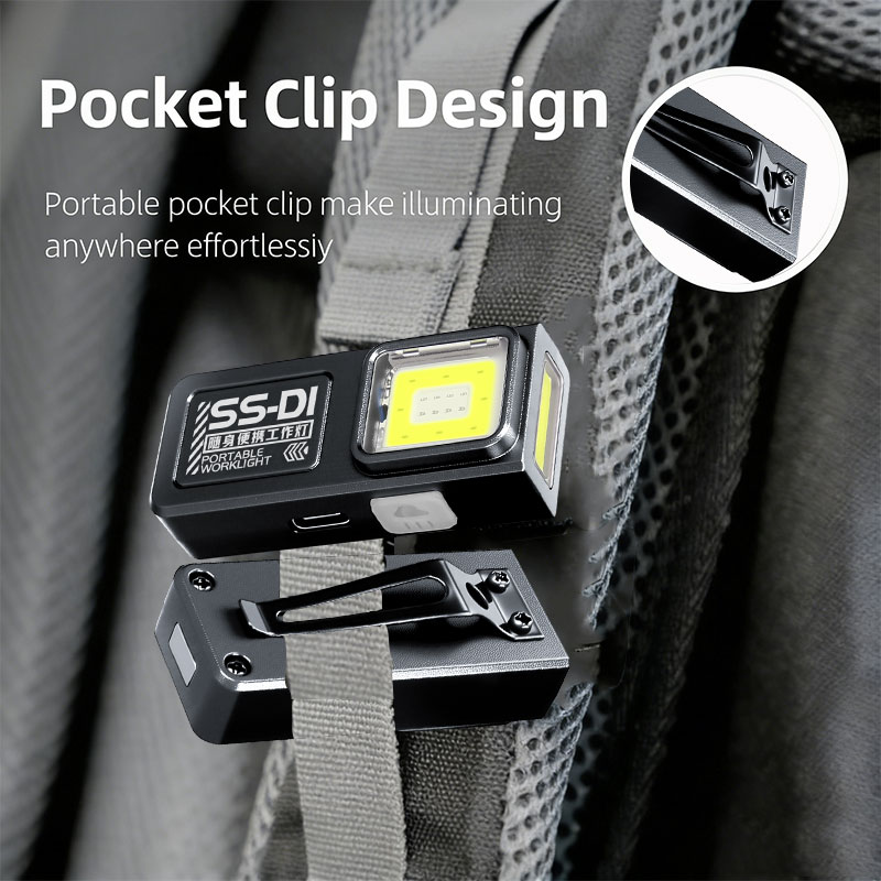 Tragbare Mini COB LED Taschenlampe Wiederaufladbar Leistungsstarkes Arbeitslicht mit Clip Magnet Wasserdicht EDC Camping Wandern Taschenlampe