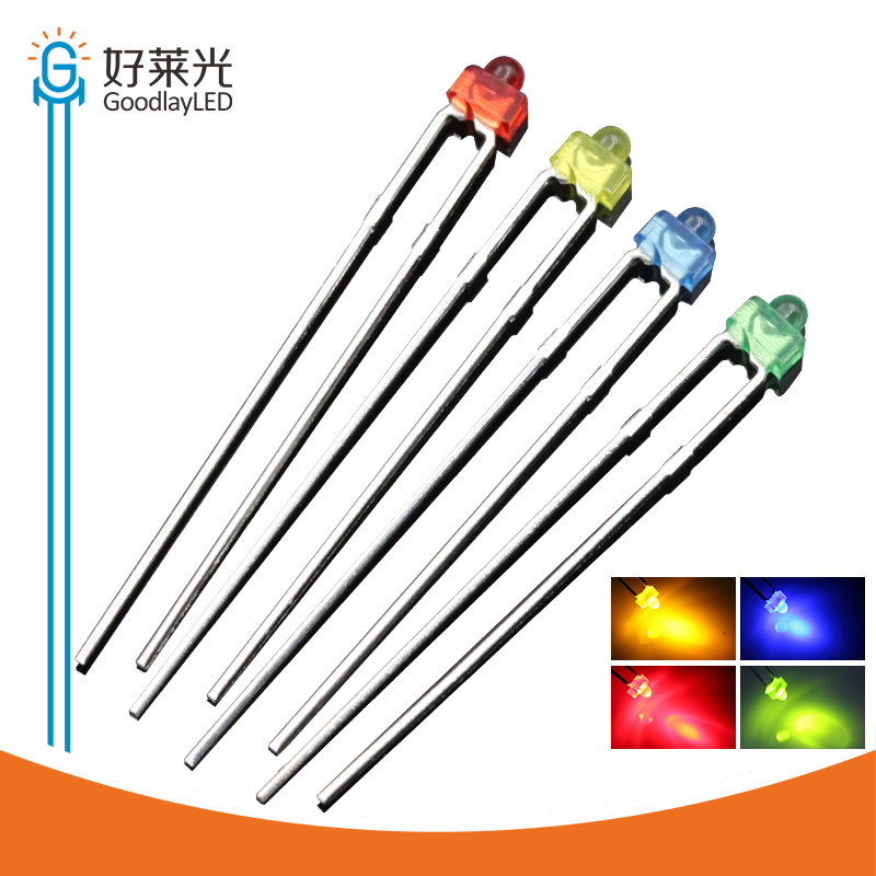1000 Buah Koloid Biru Kuning Hijau Merah Bundar 1.8MM dengan Manik-manik Indikator Berwarna LED DIP Kaki Panjang
