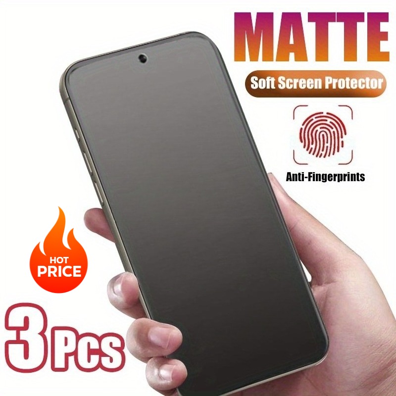 Film Hydrogel mat, 3 pièces, protecteur anti-empreintes digitales pour IPhone 15/14/13 Pro Max 16E 15Plus 12/11 ProMax 7/8 Plus XR XS, pas du verre