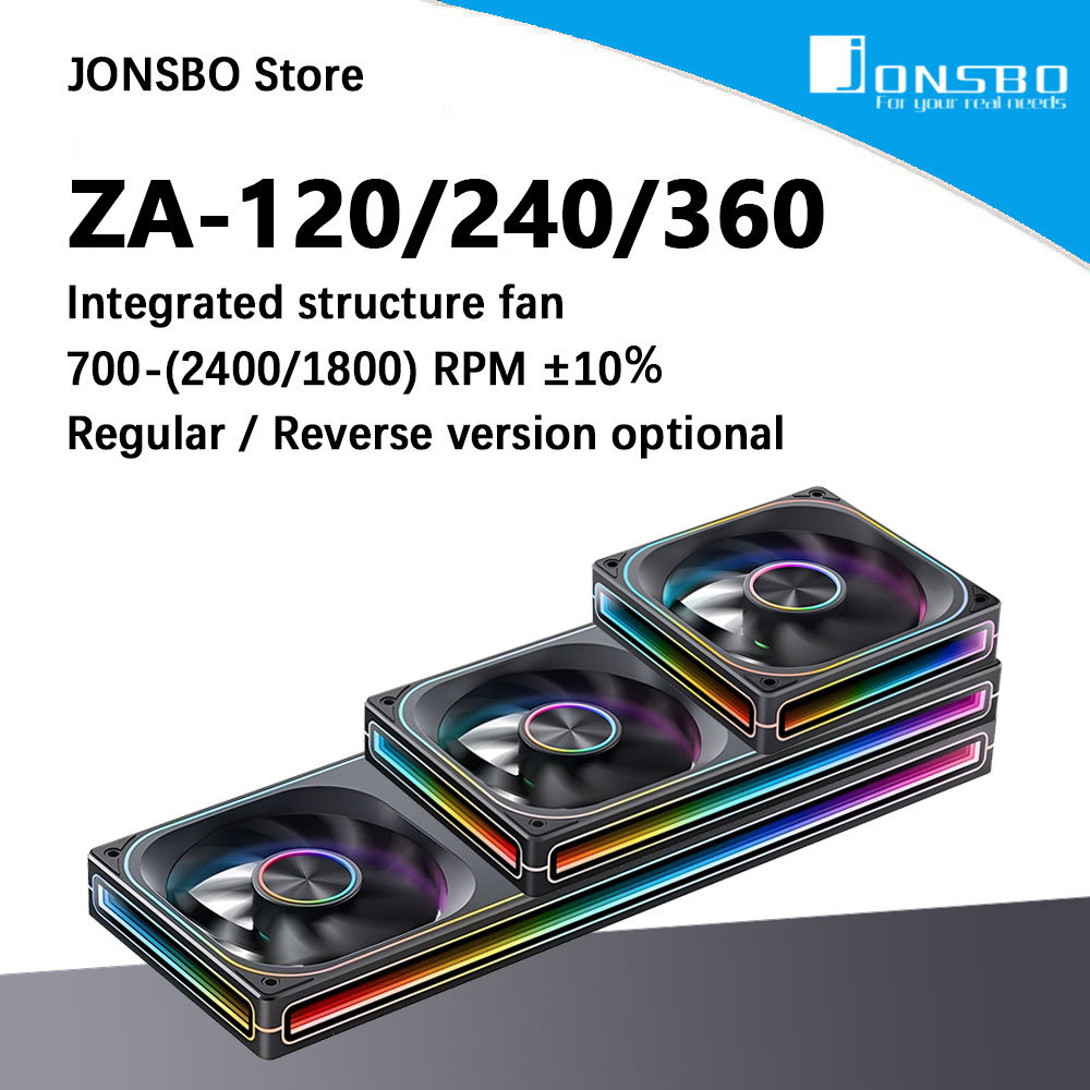 Jonsbo ZA-120/240/360 argb 12/24/36cm chassi ventilador sincronização de iluminação da placa-mãe/placa de identificação de alumínio/ventiladores de caixa pwm