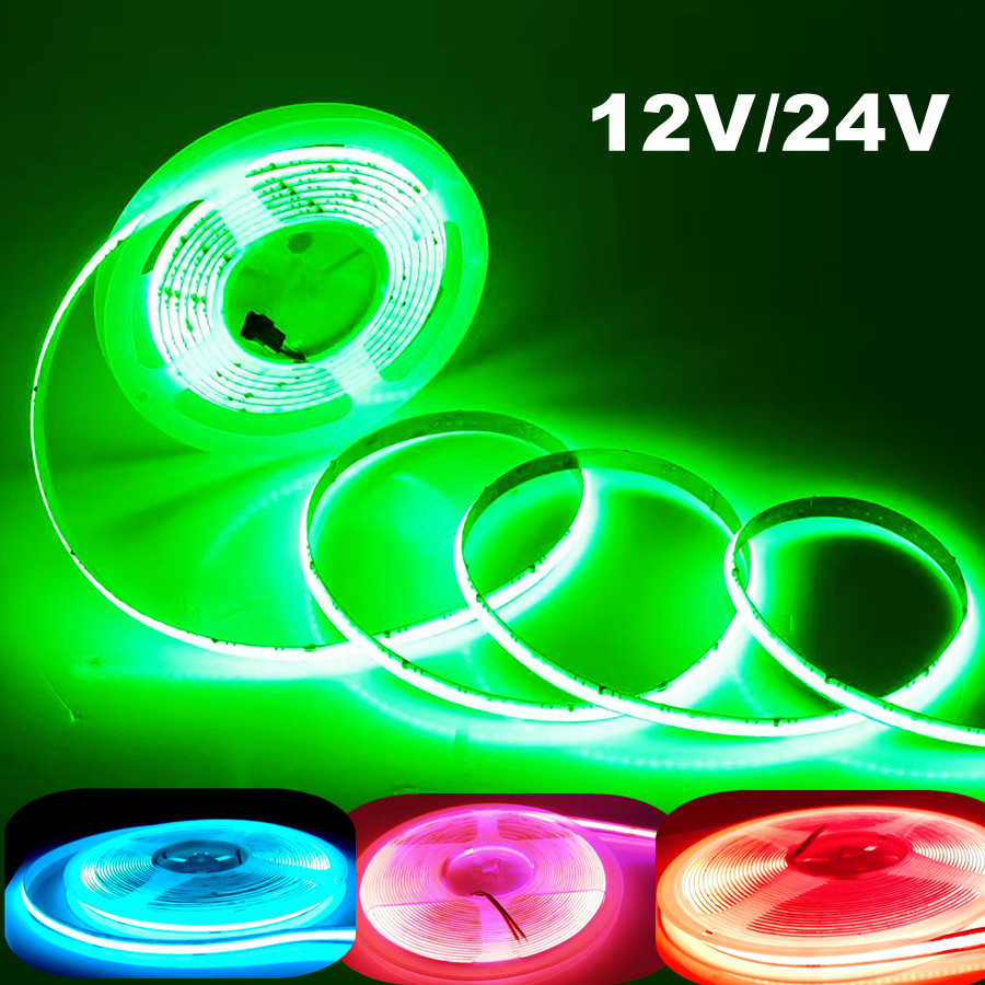 Tira de luces LED COB 320 LEDs/m cinta Led FCOB regulable Flexible de alta densidad iluminación de cuerda colorida DC12V 24V rojo verde azul