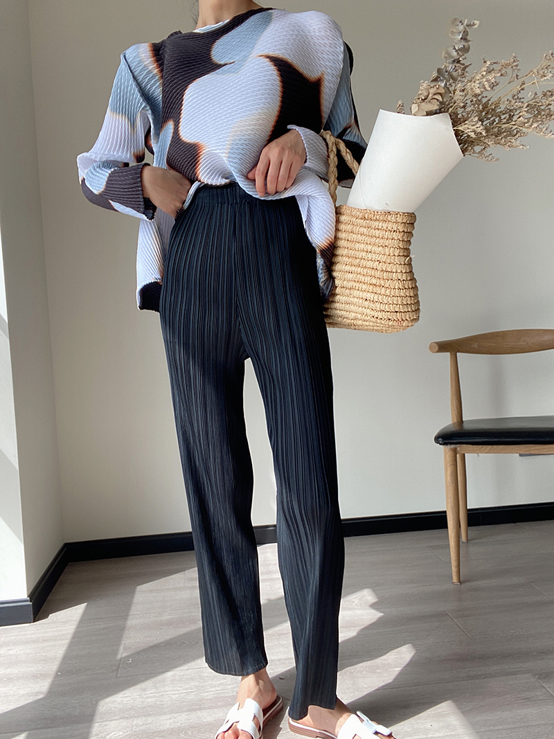 Japanischer Klassiker vielseitig plissiert hohe Taille schlanke Hose mit geradem Bein einfarbig Premium entspannte Komfort hose Streetwear