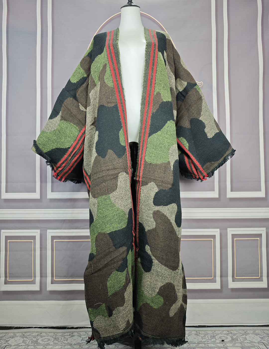 Moda inverno camuflagem impresso frente aberta longo cardigan africano feminino festa de férias outono comprimento total quimonos tomada roupas