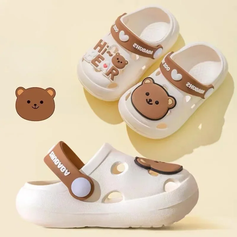 Casa dos desenhos animados chinelos crianças moda bonito sola macia sandálias antiderrapantes verão novo design sapatos do bebê unisex pvc cabeça redonda chinelos