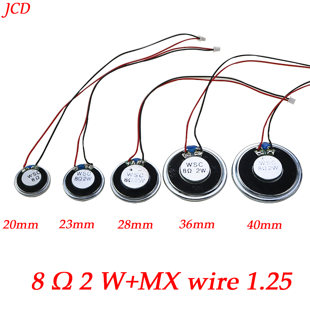 1 Uds altavoz ultrafino 8 Ohms 2 vatios 2W 8R diámetro 20MM 23MM, 28MM, 36MM, 40MM, con Cable MX 1,25 Terminal, longitud del cable 15cm