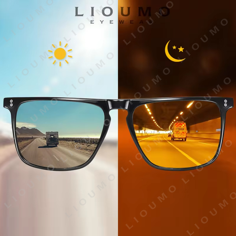 Merk Klinknagel Vierkante Meekleurende Zonnebril Mannen Gepolariseerde Vrouwen Rijden Zonnebril Dag Nachtzicht Anti-Glare Zonnebril Heren