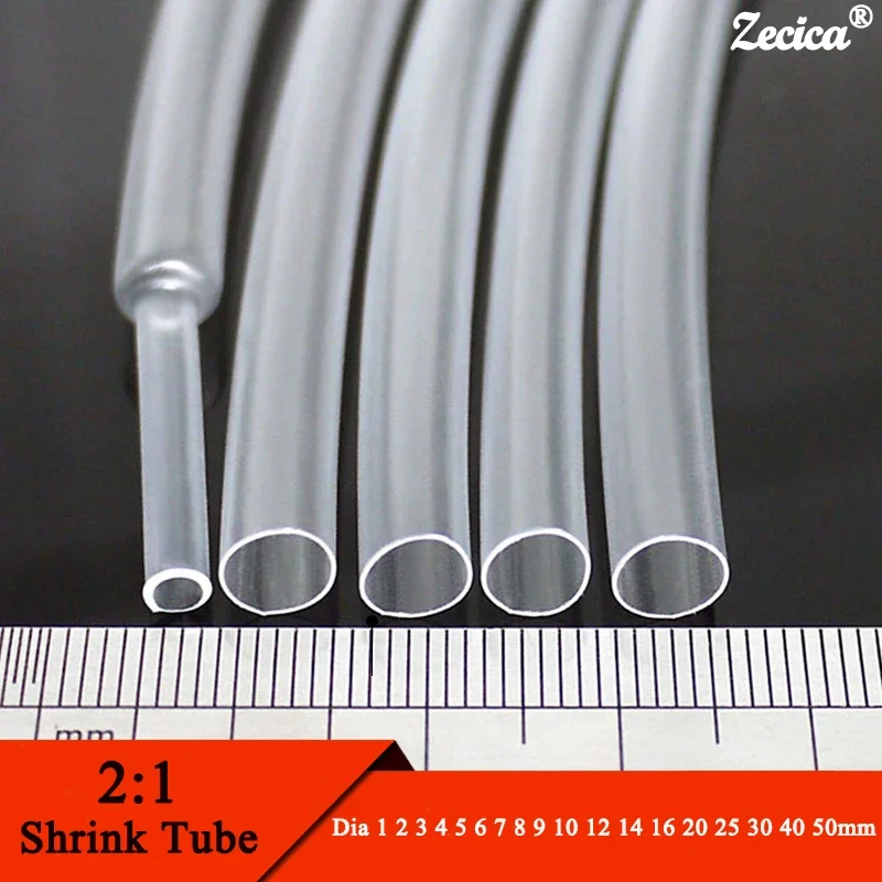 1-10 metros claro Dia1 2 3 4 5 6 7 8 9 10 12 14 16 20 25 30 40 50mm Tubo termorretráctil 2:1 funda de Cable térmico de poliolefina aislada