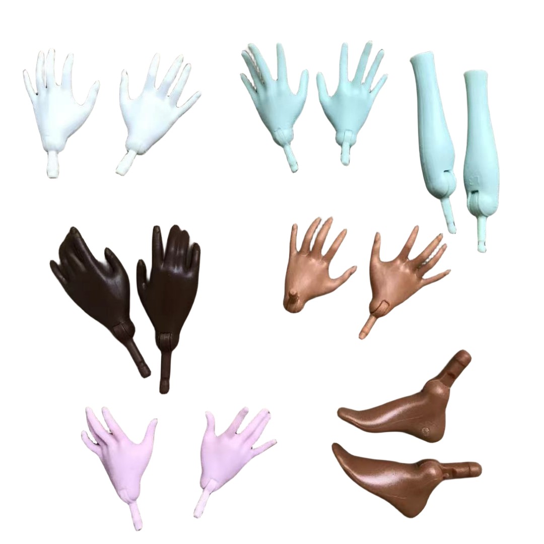 1/6 Puppe Ersatz Hände Ellenbogen Füße Schwarz Braun Weiß Beige Weiß Rosa Haut Puppe Teile Original Puppe Zubehör