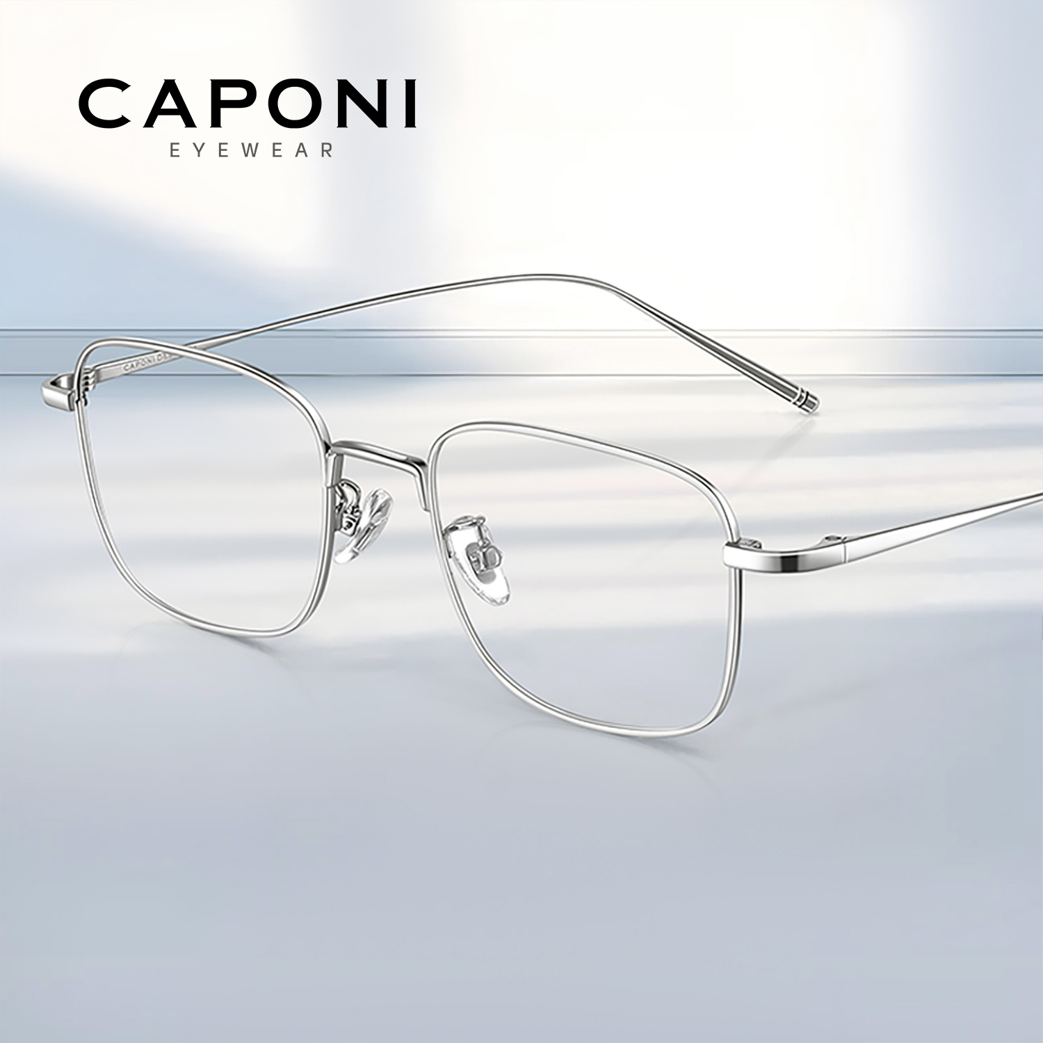CAPONI Men Glasses Frame Ultra Light Pure Titanium Original Design Eye Frames Classic Uv400 Anti Blue Ray Eyeglass Frames J35610