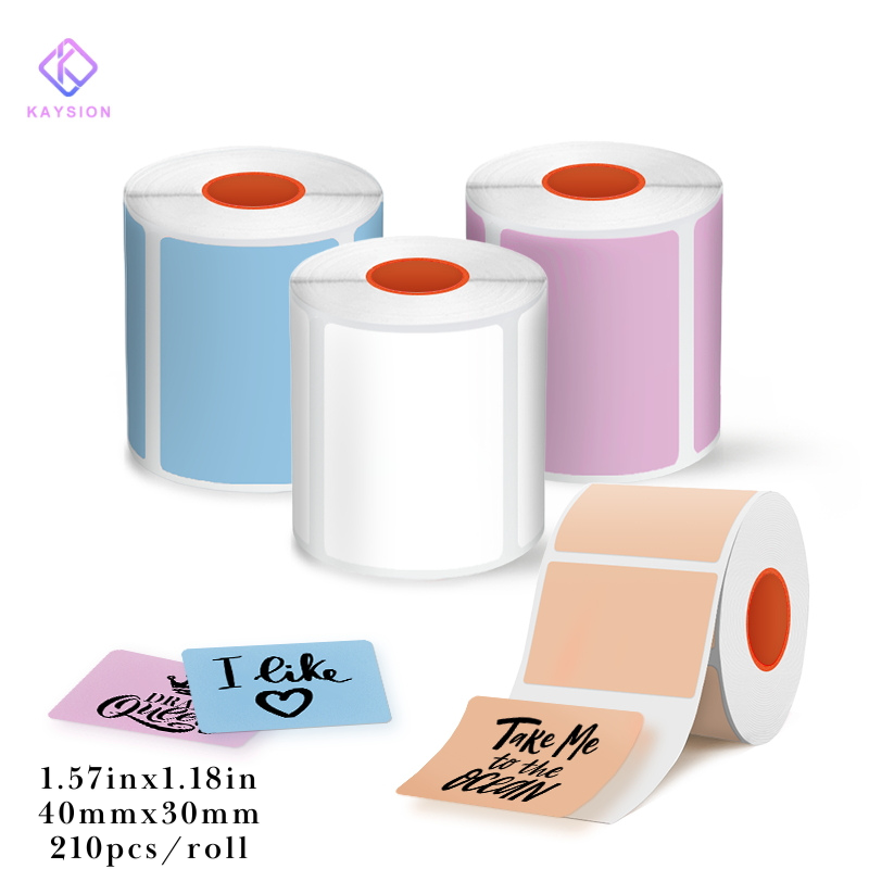KAYSION – rouleau d'étiquettes adhésives thermiques auto-adhésives rectangulaires de couleur, Compatible avec Phomemo M110 M220 M200 E210 SK58 SK20